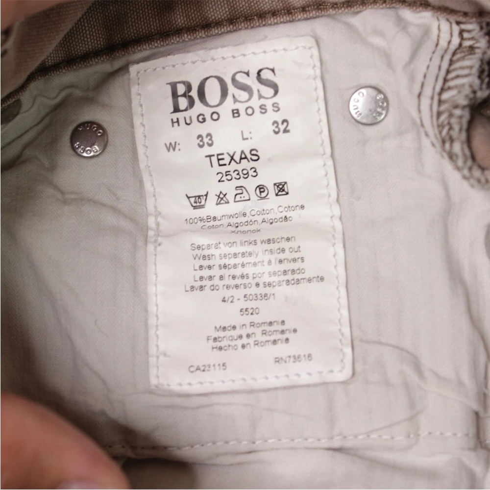 HUGO BOSS Men Pants Trousers Texas Straight Chino Size 33x32 Khaki Relaxed Fit - Picture 7 of 11